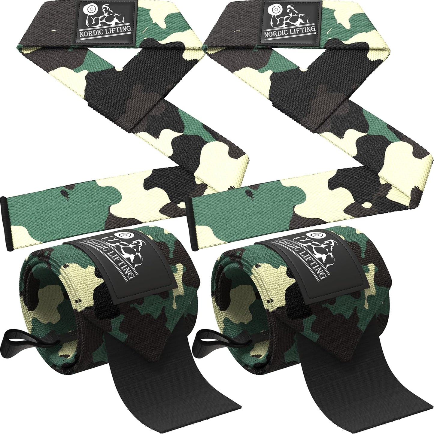 Wrist Wraps + Lifting Straps Bundle (2 Pairs) for Weightlifting, Cross Training, Workout, Gym, Powerlifting, Bodybuilding - Support for Men/Women, Avoid Injury during Weight Lifting
